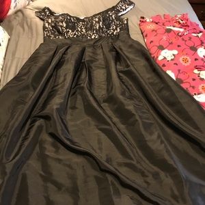Black off the shoulder lace ball gown dress